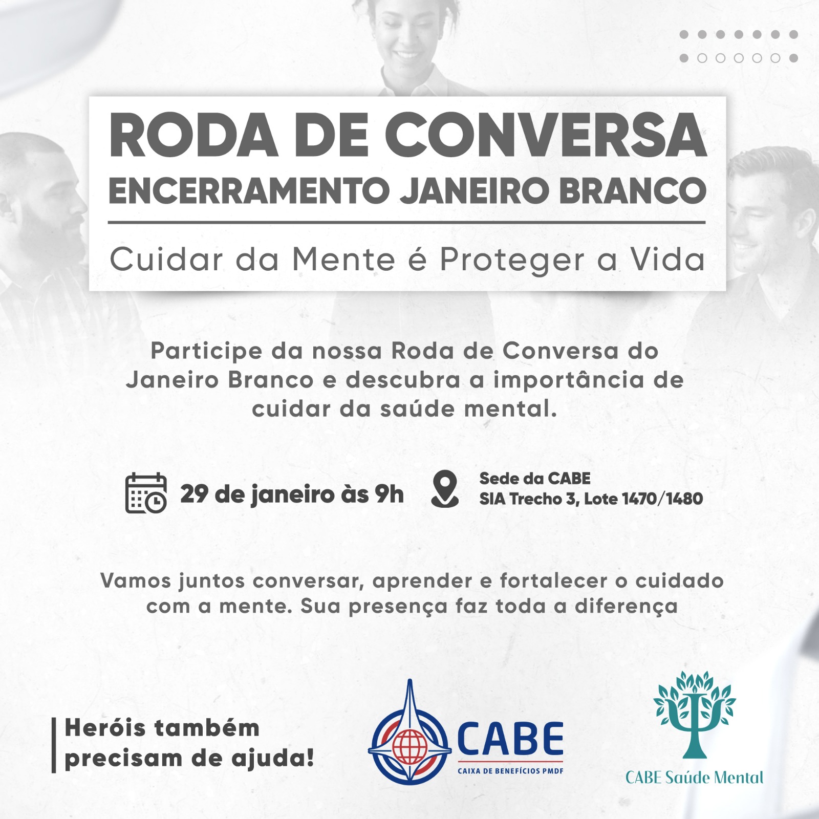 Inscrições abertas para a Roda de Conversa Janeiro Branco