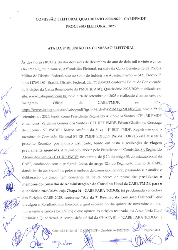 ATA DA 9ª REUNIÃO DA COMISSÃO ELEITORAL